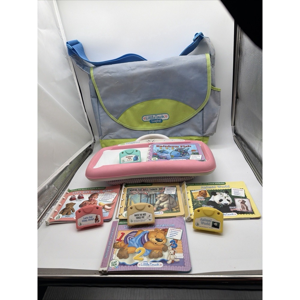 Little Touch Leap Frog Learning System infant 5 Books & 4 Cartridges, Bag Tested